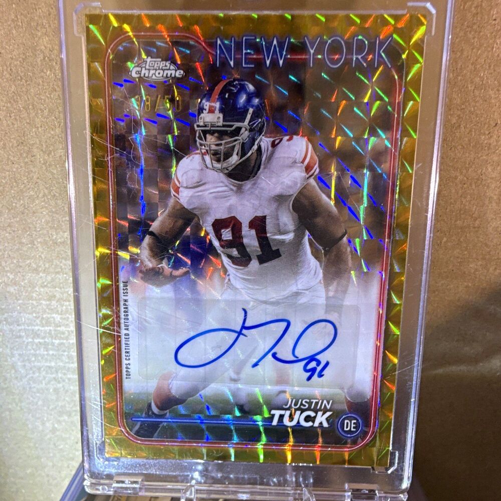 2024 Topps Chrome Justin Tuck Gold Geometric Refractor Auto /50 BA-JTU🔥